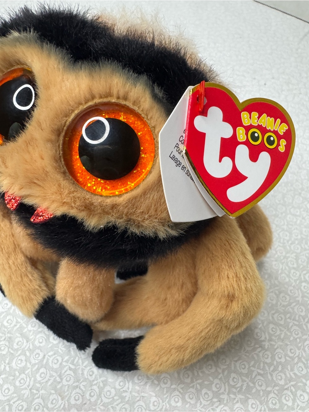 TY Beanie Boos Godfrey tSpider large glittery orange eyes and plush tan fur 2024 - Picture 3 of 8